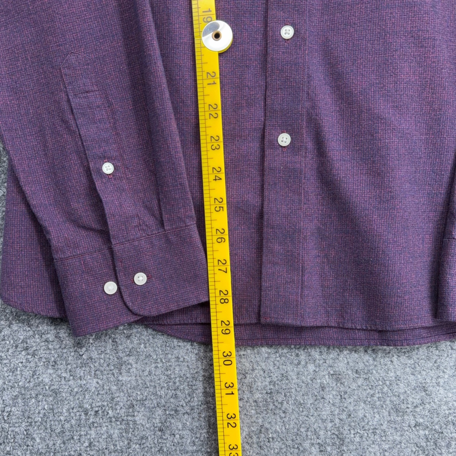 Tie Bar Trim Fit Men L 100% Cotton Purple Heathered Button Down Shirt — image 6 of 7